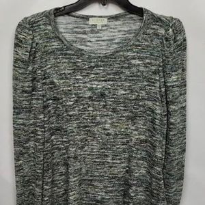 Status By Chenault Womens Space Dye  Long Sleeve Knit Top Black Teal size S& M